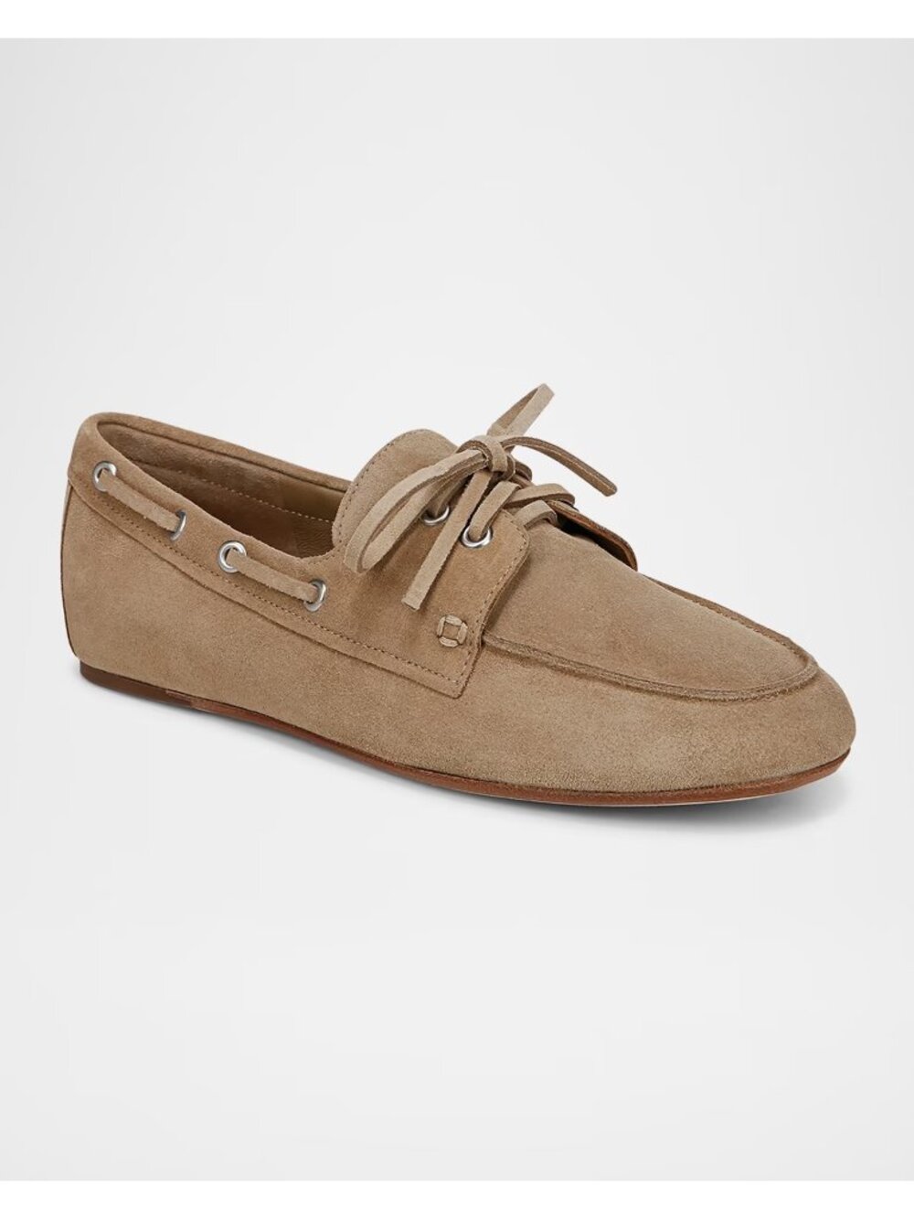 VINCE Marin Boat Elmwood dune beige suede flat Shoes size 6.5